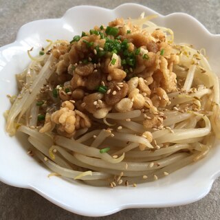 茹でもやしの麺つゆ揚げ玉和え♪